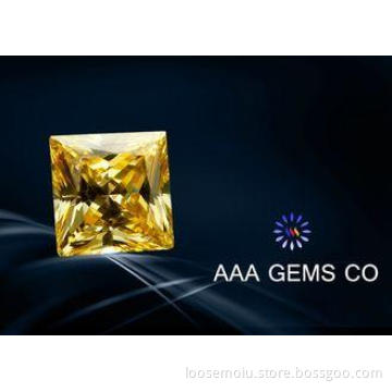 6mm Real Man Made Synthetic Moissanite Yellow Princess Squa
